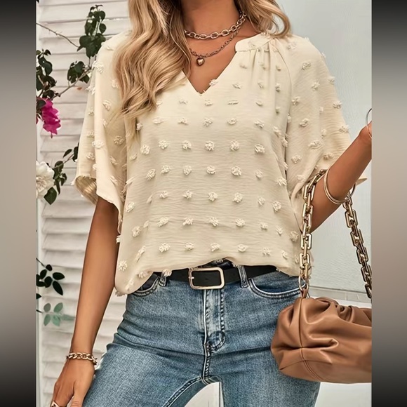 Boho V neck Swiss dot blouse - Picture 9 of 16